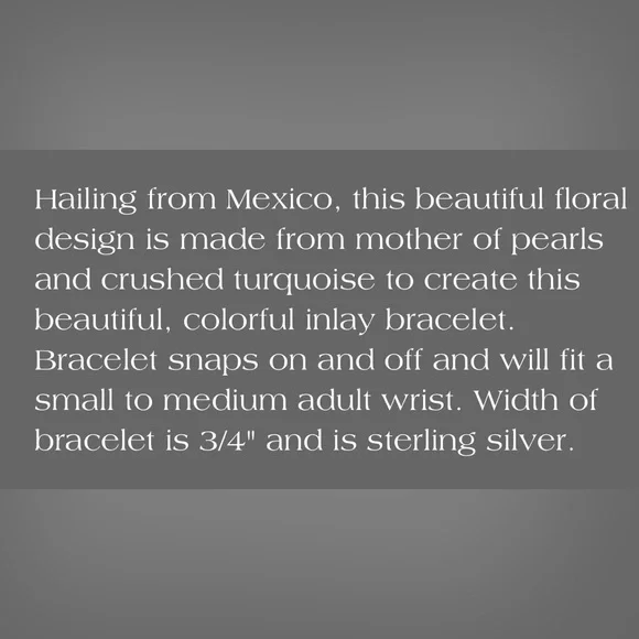 Taxco México Beautiful Vintage Flower Inlay Bracelet - Picture 7 of 7